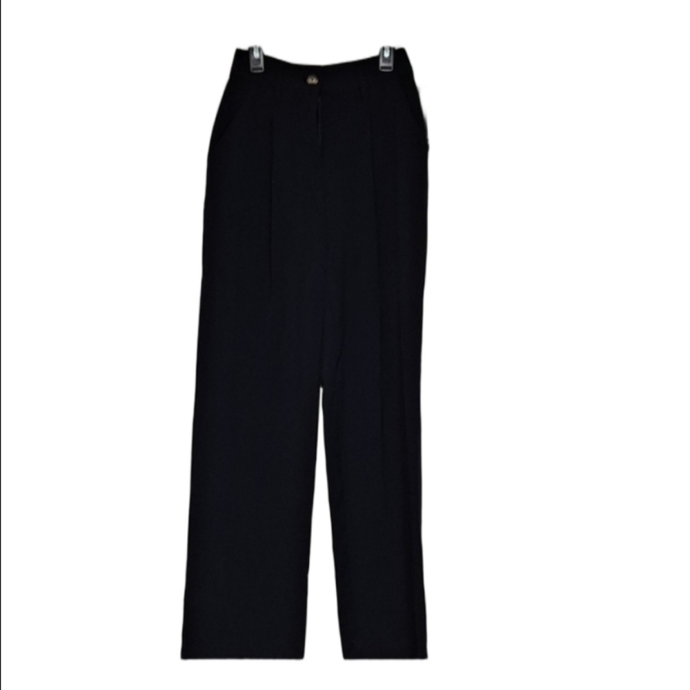 NWT Wild Fable Black Pleated Straight Leg Trousers Pants Size 00 XXS Petite Corp